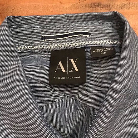 Armani Exchange Logo Plate Button Down Shirt - Picture 5 of 7